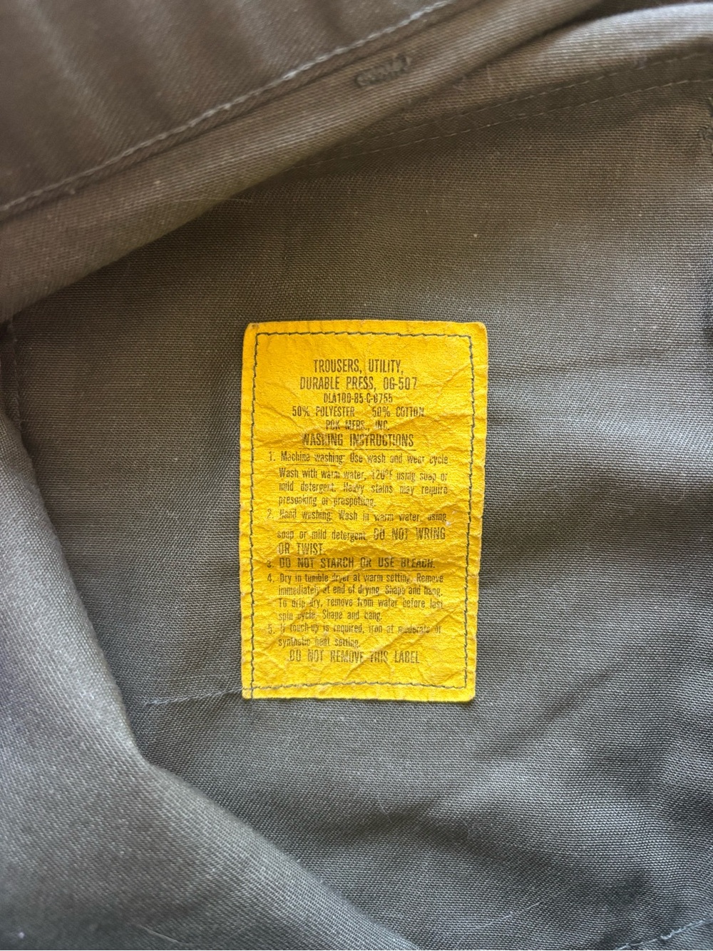 Men's Vintage Olive Green Utility Pants - Picture 4 of 4